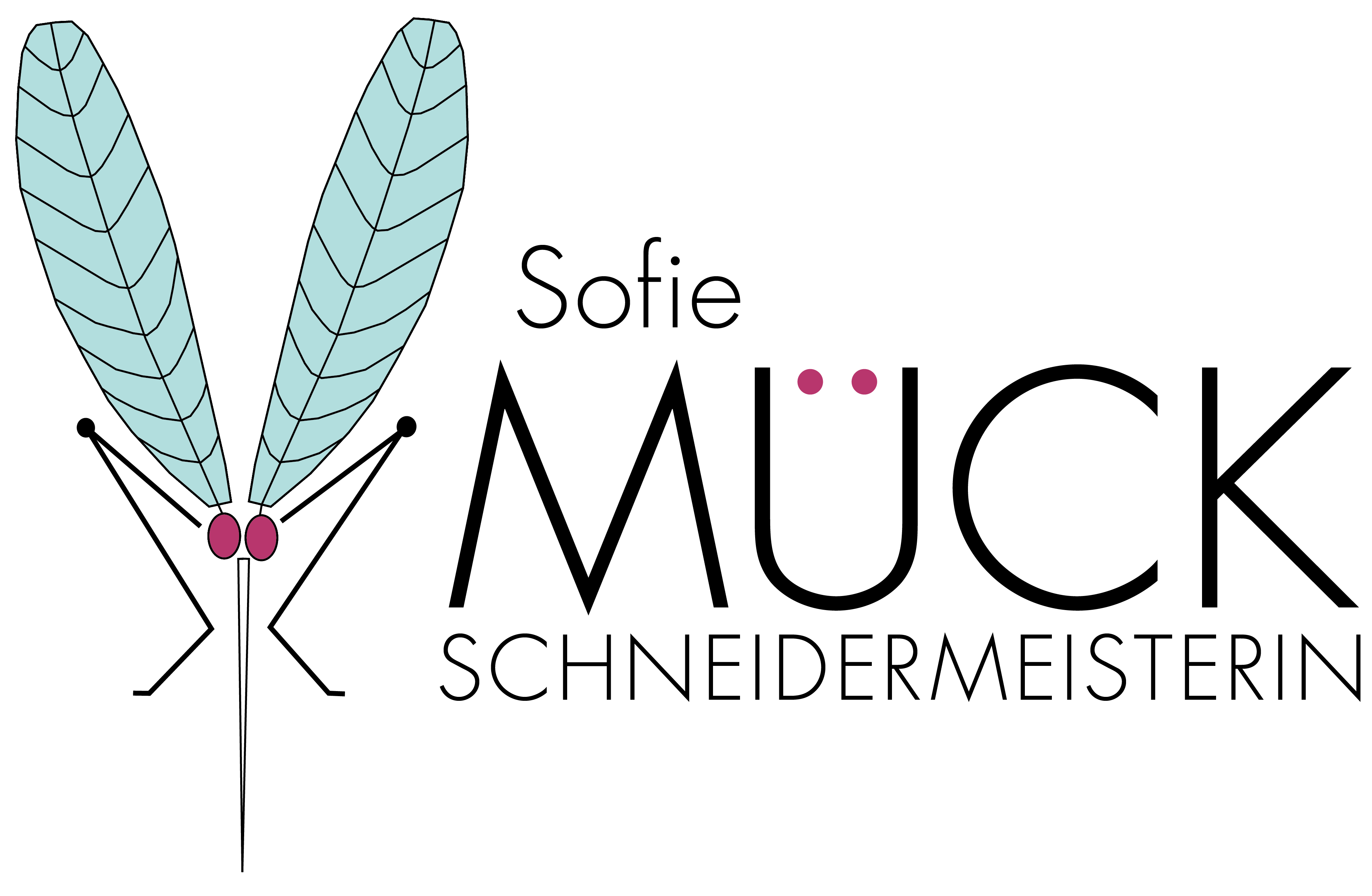 Logo von Sofie Mück, Maßschneidermeisterin, stilisierte Mücke.